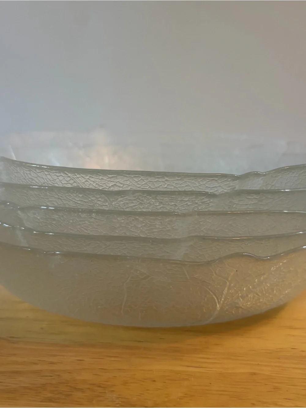 Vintage Arcoroc France “Aspen” Leaf-Pattern Clear Glass Salad Plate 7.5 inches